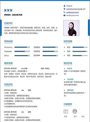 法务主管专员一年经验简历模板