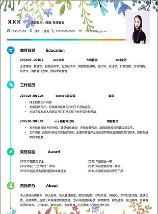 个人求职简历表格求职意向网络在线客服