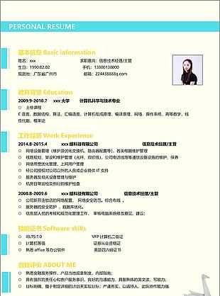 简约时尚信息技术经理个人电子简历