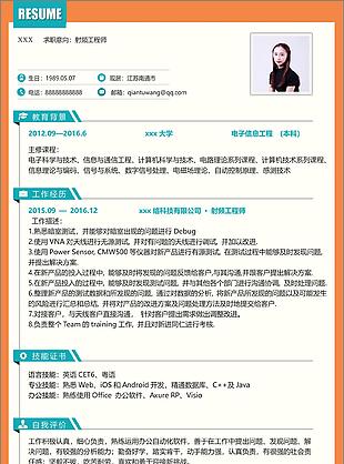 一年工作经验射频工程师简历模板