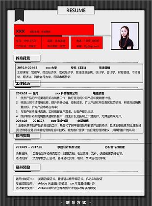 市场营销简历wps模板