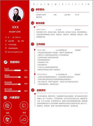 网站维护工程师个人简历模板