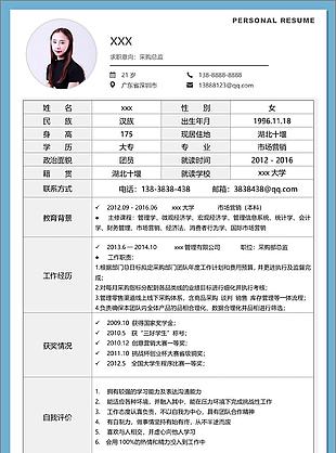 经典风采购总监应聘简历模板