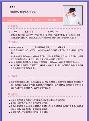 谢昊阳质量管理验货员应届毕业生个人简历