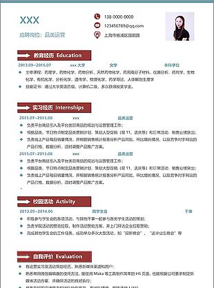 品类运营个人简历模板