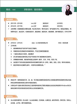 陈识宇数控操机简历模板下载word格式