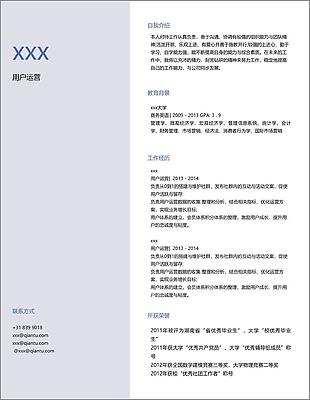 用户运营个人简历模板
