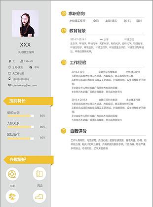 水处理工程师个人简历模板