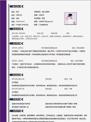 陈信朋材料工程师免费个人简历