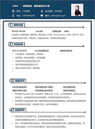 网站架构设计师求职简历模板