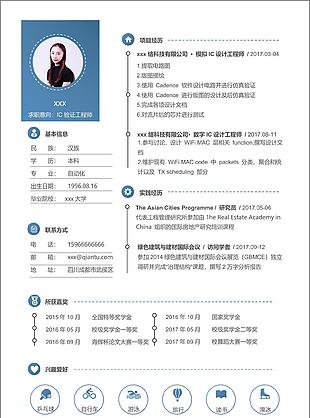 ic验证工程师个人简历表格范文可修改