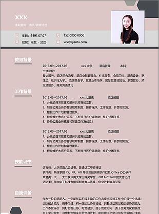 林朵朵酒店宾馆经理个人简历模板