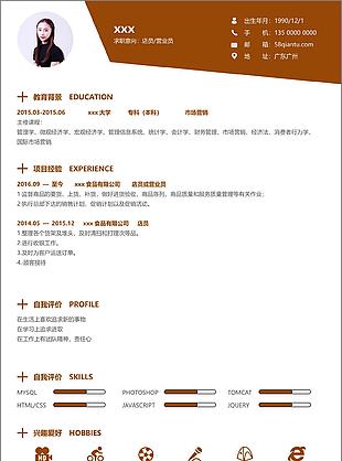 店员营业员个人简历模板个人简历doc