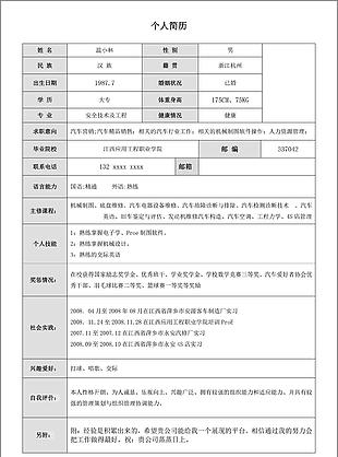 安全技术及工程专业个人简历模板