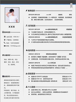 设备质量管理个人简历模板简历范文