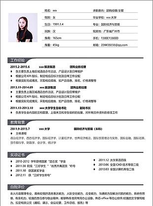 求职简历格式求职意向团购经理主管