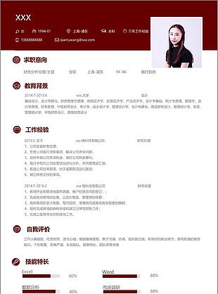 财务分析经理主管个人简历模板