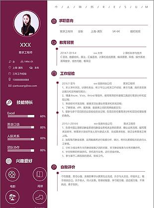 需求工程师个人简历模板