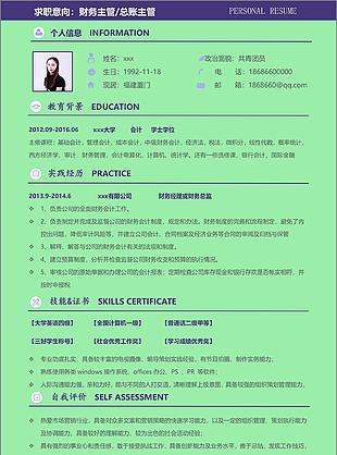 财务主管总账主管个人工作简历模板
