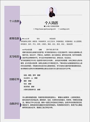 幼教简历自我介绍