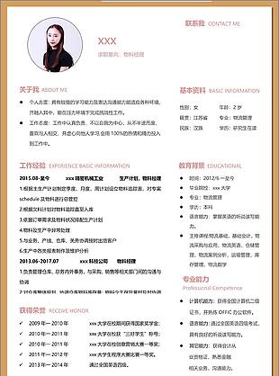 物料经理电子求职简历范文