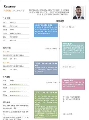 创意彩色框架元素产品运营相关个人简历