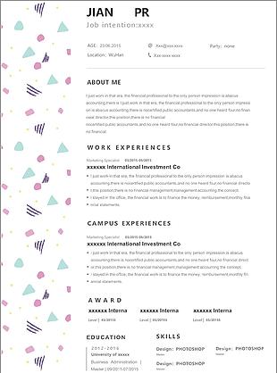 彩色异型英文简历模板