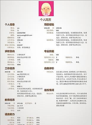 网站营运经理简历模板