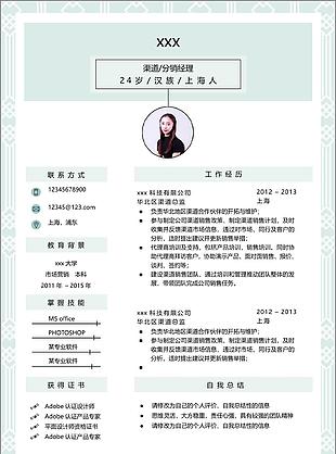 渠道分销经理三年经验简历模板6