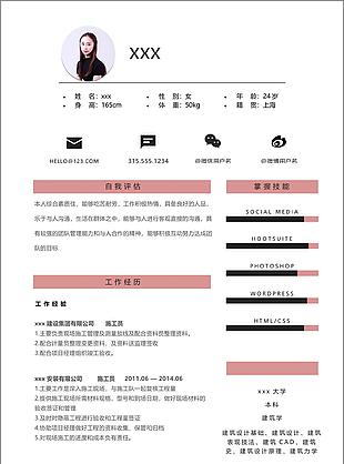 王品建筑安装施工员个人简历模板