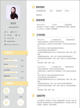 办事处首席代表个人简历模板
