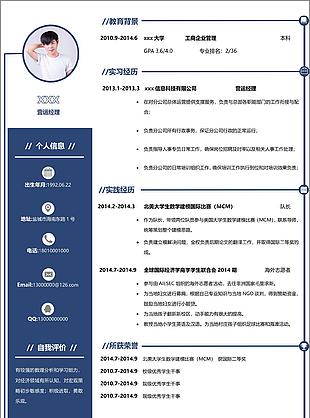 朱帅艺营运经理个人简历模板