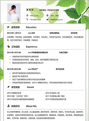 汽车设计工程师个人简历doc