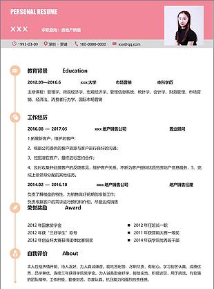 房地产销售个人简历模板简历信息