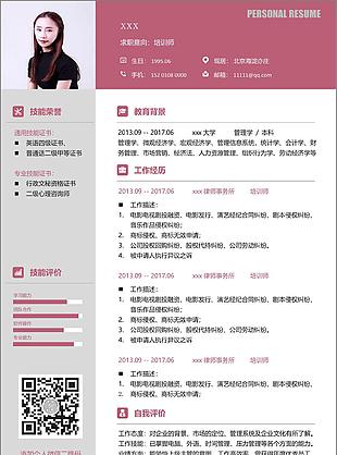 陈琳的培训师个人简历范本