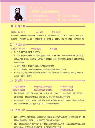 徐嘉怡财务主管总账主管个人简历模板