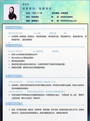 性能测试个人简历模板
