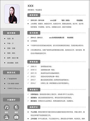 李梓晴专业顾问个人简历模板