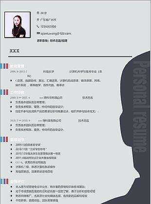 陳曼東技术总监经理个人简历模板