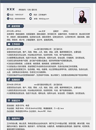 行长副行长个人简历模板