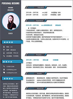 保险业务员个人简历模板