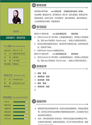 左右排版移动开发个人简历模板