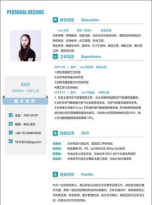 李日旭科研人员个人简历模板