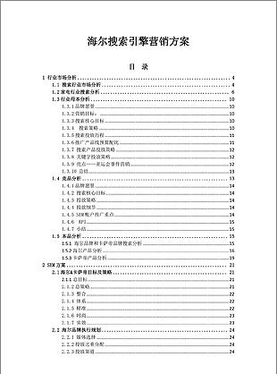 海尔SEM营销方案详细版介绍word文档