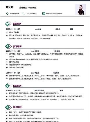 简历个人介绍求职意向针灸推拿