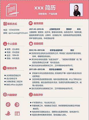 产品经理个人简历模板