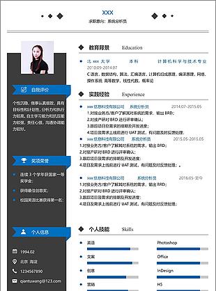 陳振侑系统分析员个人简历模板