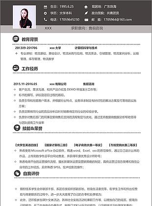 售前咨询个人简历模板