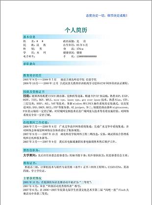 简洁蓝色个人简历模板