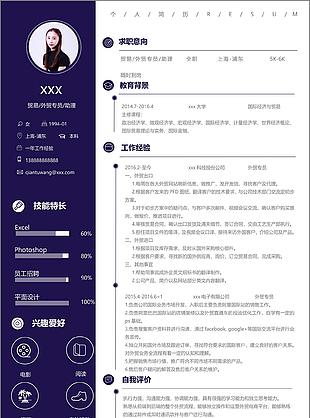 贸易外贸专员助理个人简历模板